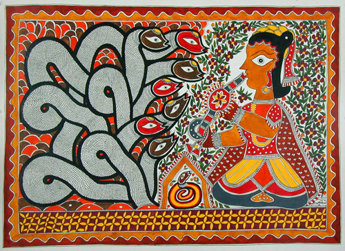 Snake Player - Mithila Painting 