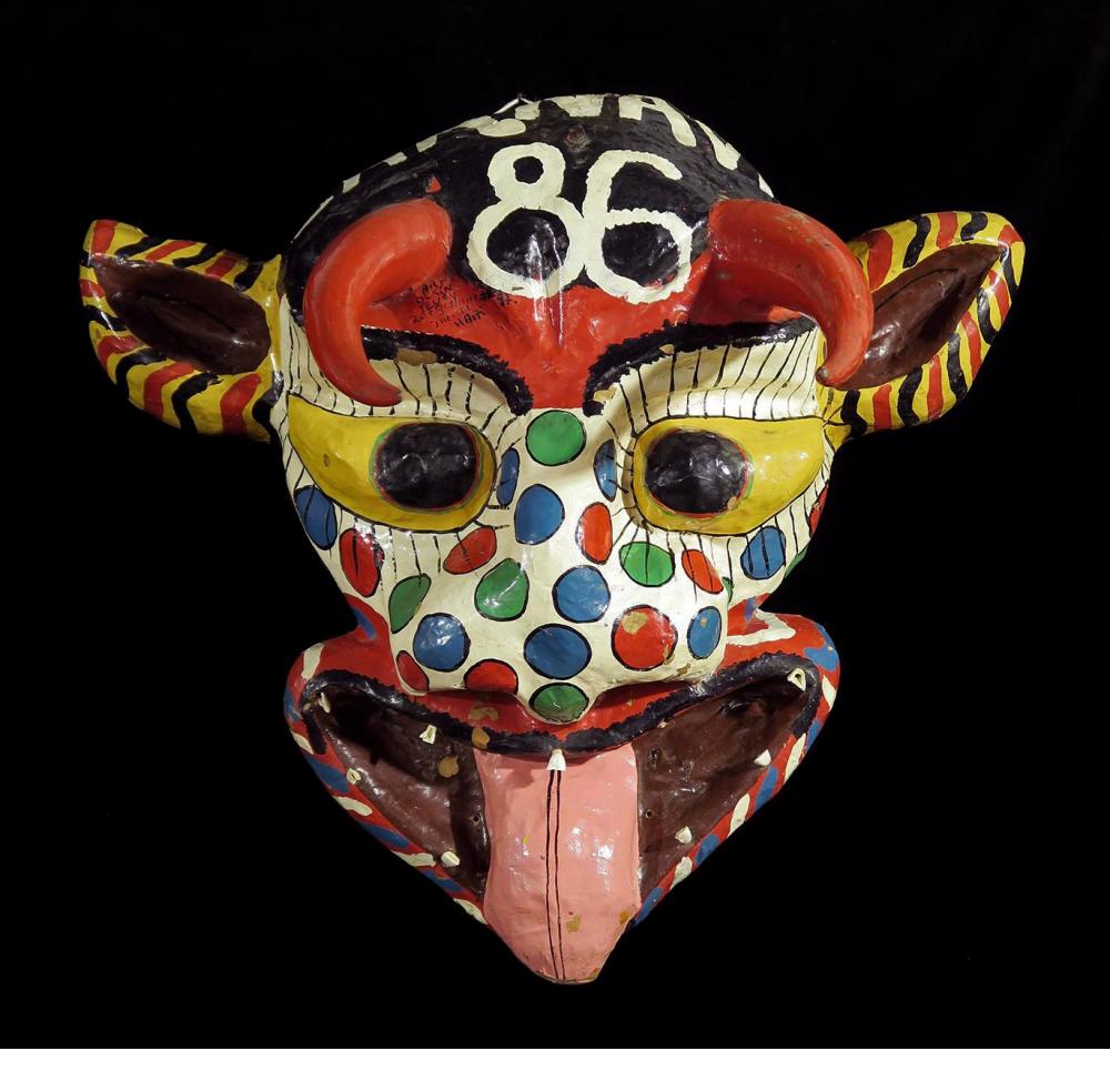 "Carnaval 86" "Djab" Mask, unknown artist, 1986. ANTHONY H. FISHER/INDIGO ARTS GALLERY