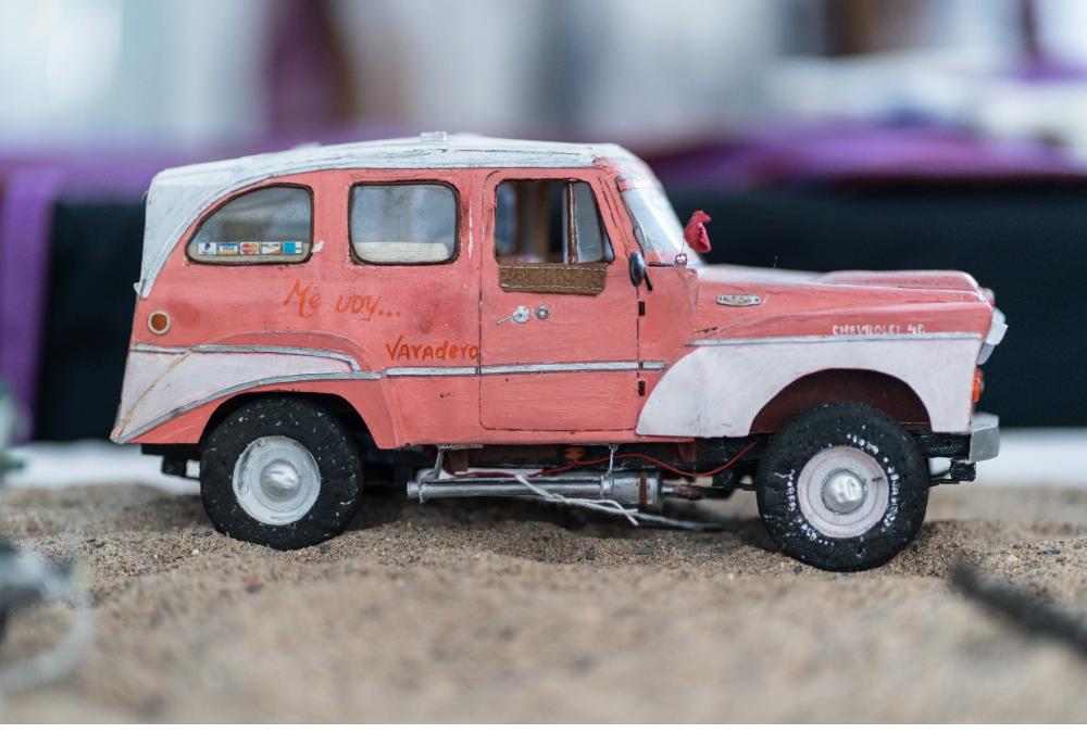 A model car painted and detailed by artist Leandro Gómez Quintero.  Credit:  Ramsay de Give for The New York Times