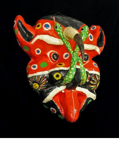 One-Horned “Djab” Carnival Mask, unknown artist, 1989. ANTHONY H. FISHER/INDIGO ARTS GALLERY