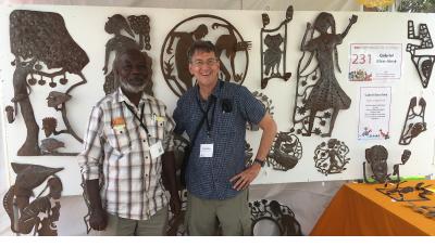 With Gabriel Bien-Aimé last summer at the International Folk Art Market, Santa Fe.