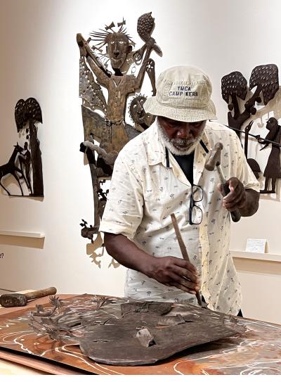 Gabriel Bien-Aimé at work at SMoA (photo courtesy of Regina Sansalone)