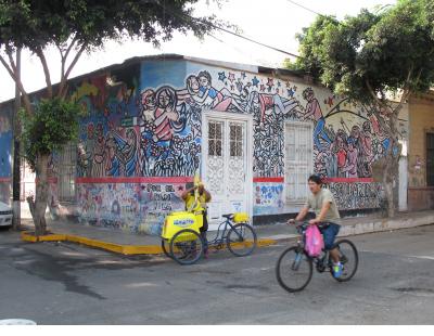 Political Consciousness of an earlier era is fading but still readable on this building in Barranco.