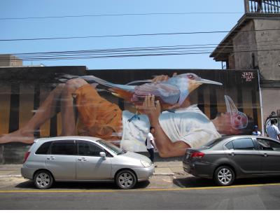 Mural by Jade Rivera in Barranco. Mural by Jade Rivera in Barranco.