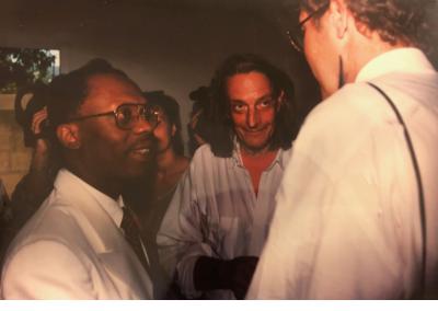 Rudi Stern with Jean Bertrand Aristide and the film director Jørgen Leth.