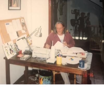 Rudi Stern in Haiti with some of his collection in 1996.