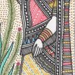 Woman carrying firewood - miniature painting