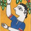 Picking Fruit - miniature painting