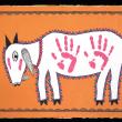 Goat painted with Handprints for Tihar Festival
