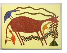 Anil Bariya - Antelope with Three Birds
