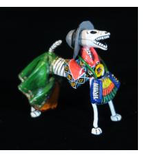 Calavera Dog Accordionist - Retablo Figure