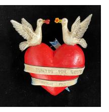 "Juntos for Siempre Amor Bio" (Together always my love) Retablo Heart Ornament