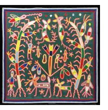 The Deer God, the Shaman and the Maize of Five Colors - Nierika Yarn Painting