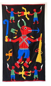 Daguesu (Lightning-splitting Ram) in Battle - Fon Banner from Benin