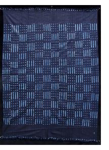 Indigo resist-dyed strip-weave cotton cloth