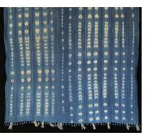 Indigo resist-dyed strip-weave cotton cloth with Lurex threads