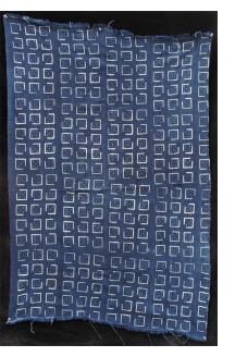 Indigo stitch-resist-dyed strip-weave cloth