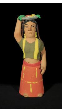 Woman in Tehuana Traje (Traditional Dress) Carrying Vegetables on her Head