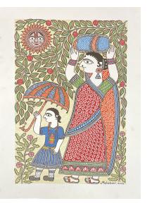 Woman Walking with her Child