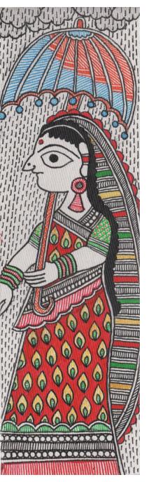 Woman with umbrella - Miniature painting