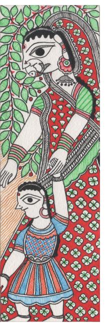 Mother and child - miniature painting