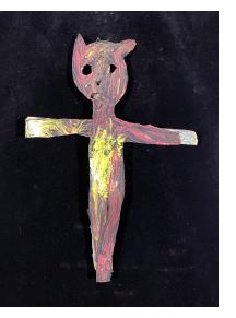 Timoun Rezistans artist. Grand Rue, Port-au-Prince, Haiti. Paint and rubber inner-tube on recycled wood (10.25" h. x 5.75" w. x 1.25" d.), 2009