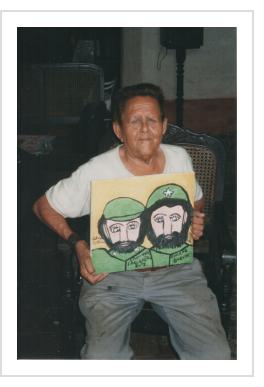 Abel Perez Mainegra with painting of Fidel and Che.  Trinidad, Cubam, August 2001 (Photograph © Anthony Hart Fisher 2001). 