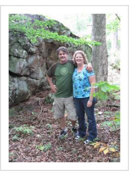 Artist DR Mullins with Vickie Carter Fleming at Ghost Rock, Fred and Vickie Carter's southwest Virginia home. June 2011. (Photograph © Anthony Hart Fisher 2011).