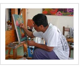 Eddie Martinez in his studio - Oaxaca, 2006 (Photograph © Anthony Hart Fisher)