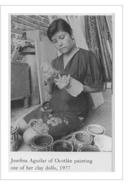 Josefina Aguilar at work in 1977 (from Folk Treasures of Mexico:  The Nelson A. Rockefeller Collection by Marion Oettinger, Jr.)