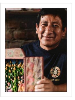 Mabilon Jimenez Quispe, as profiled in HAND/EYE Magazine (#08), in the article "Small Worlds", by Colvin English, Summer 2012. Photograph by Musuk Nolte.