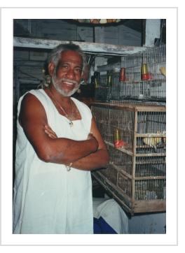 Manuel Mendive in his studio, outside Havana, Cuba. February, 2000 (Photograph © Anthony Hart Fisher 2000).