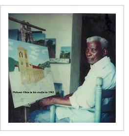 Philomé Obin within his studio in 1983 (photo from Wikipedia).