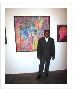 Frantz Zephirin at the opening of his exhibit at Indigo Arts Gallery. May 15, 2010 (photo by Anthony H. Fisher)