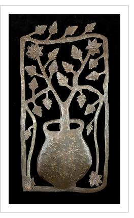 Hinche, Haiti,c. 2024 Recycled steel oil-drum (22.5” h. x 12” w. x 3” d.)