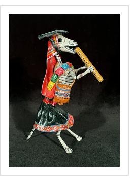 Calavera Flautist Dog - Retablo Figure