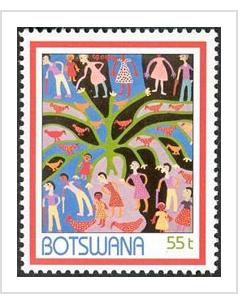 Botswana postage stamp designed by the late artist, Xhose Noxo (Cgoise), 2004