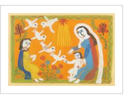 Christ child receiving flock of doves