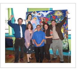 Andrew, Beth, Ignacio, Trish and Tony celebrate the unveiling of "Amor", April 14, 2011.
