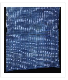 Vintage Indigo stitch-resist dyed strip-weave cloth