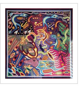 Huichol "Nierika" Yarn Painting