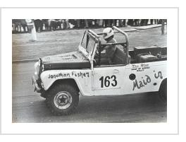 Jonathan Fisher, driving an Austin Gypsy in the Roof of Africa Rally in Lesotho in 1977. 