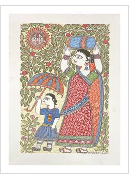 Woman Walking with her Child