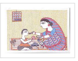 Mother feeding her son