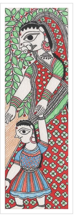 Mother and child - miniature painting