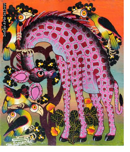 TINGA TINGA ピーター・マーティン　タンザニア ビンテージ】タンザニア製Tinga Tinga（ティンガティンガアート