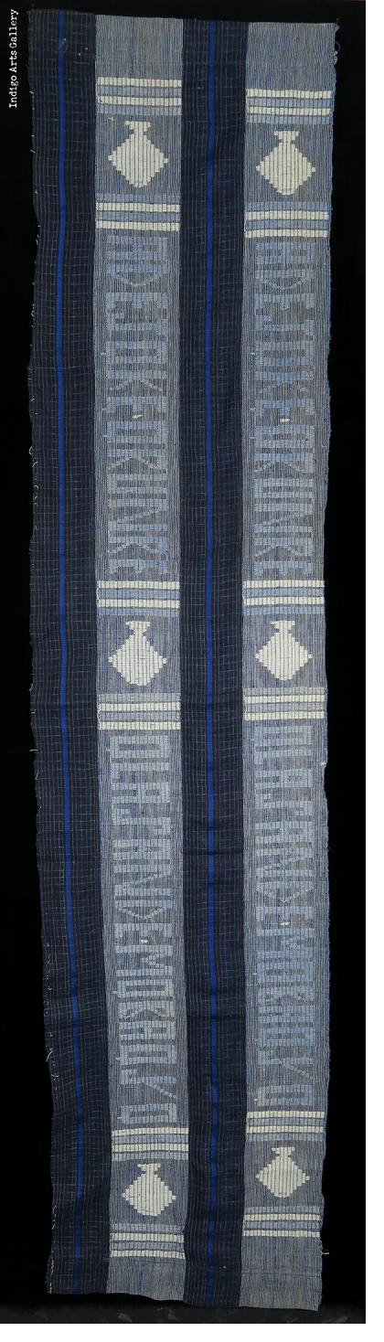 Indigo Ashoké (aso oke) Cloth with Text