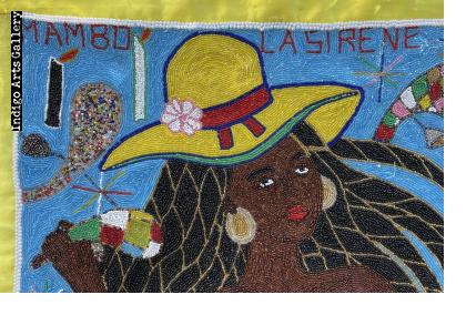Mambo La Sirene - Beaded Vodou Flag