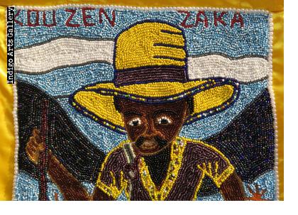 "Couzen Zaka" Beaded Vodou Flag