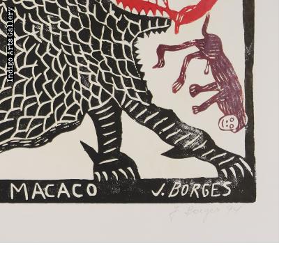 O Dragao Eo Macaco - vintage woodcut print